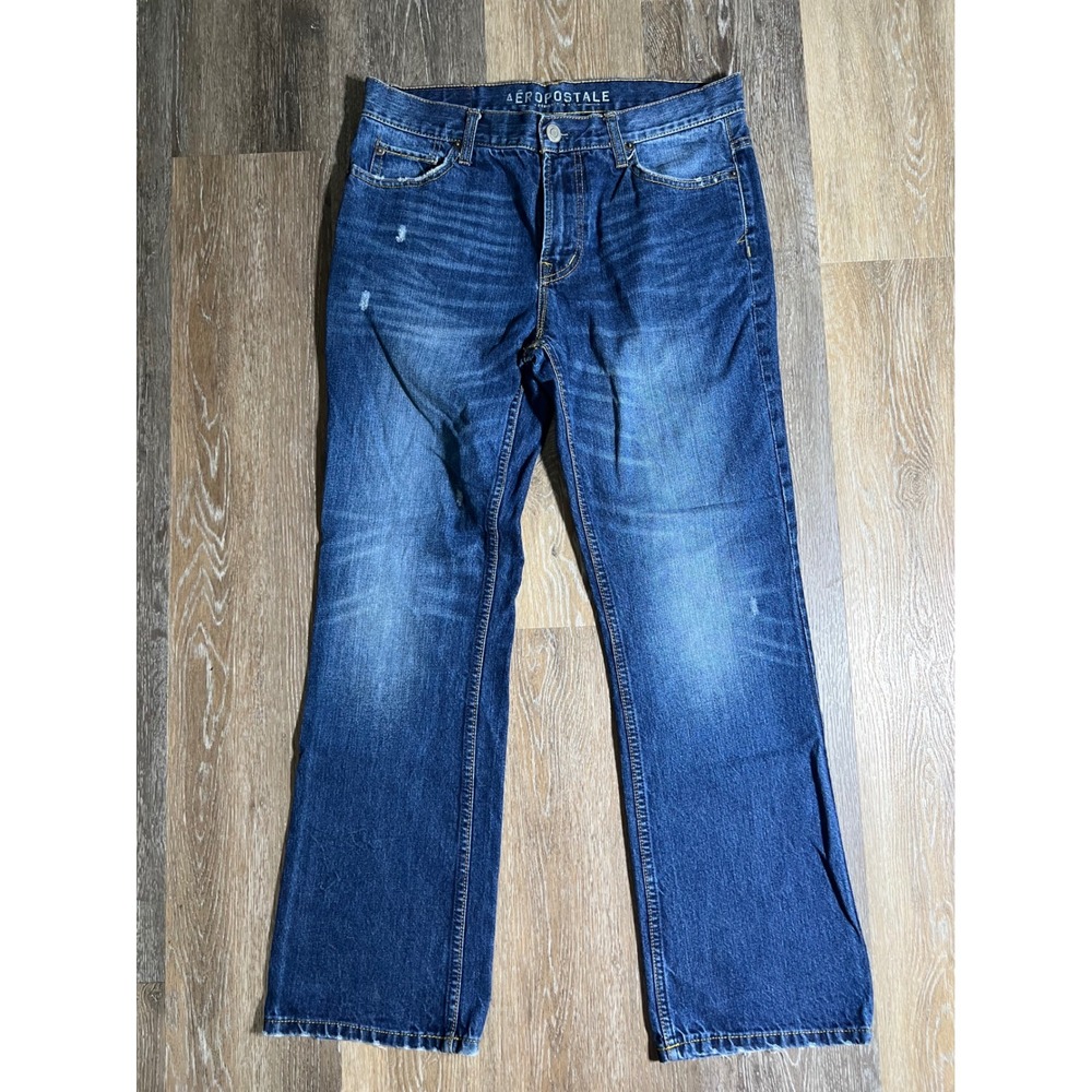 Aeropostale Slim Boot Jeans Mens 31x30‎ Blue Good Distressed Denim
